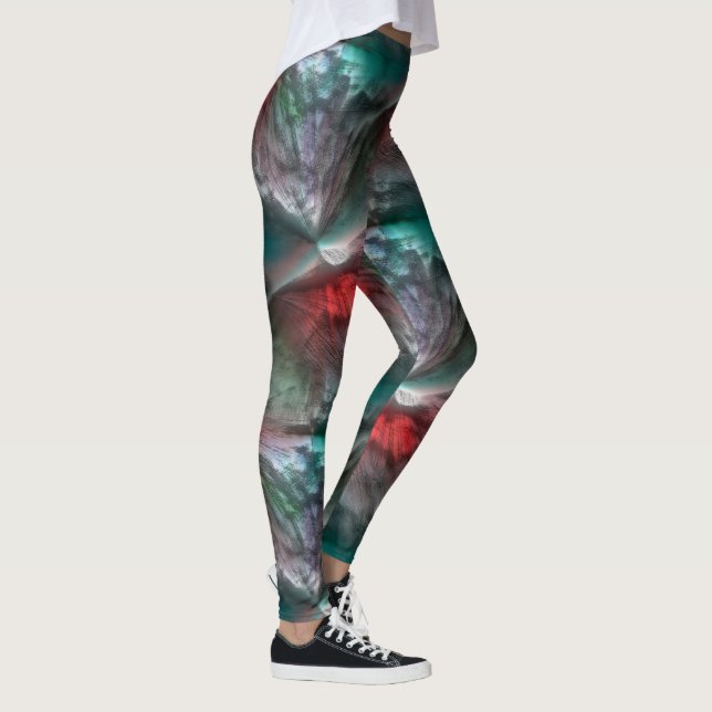 Digitaler Skerry in silbrig grüner Münze zu lebhaf Leggings (Rechts)