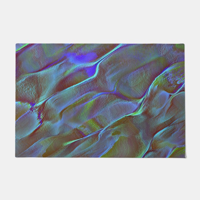 Digitaler Stein in satinfarbenem Blau Fußmatte (Vorderseite)