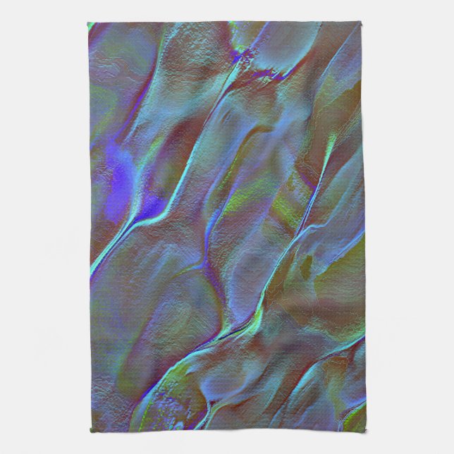 Digitaler Stein in satinfarbenem Blau Geschirrtuch (Vertikal)