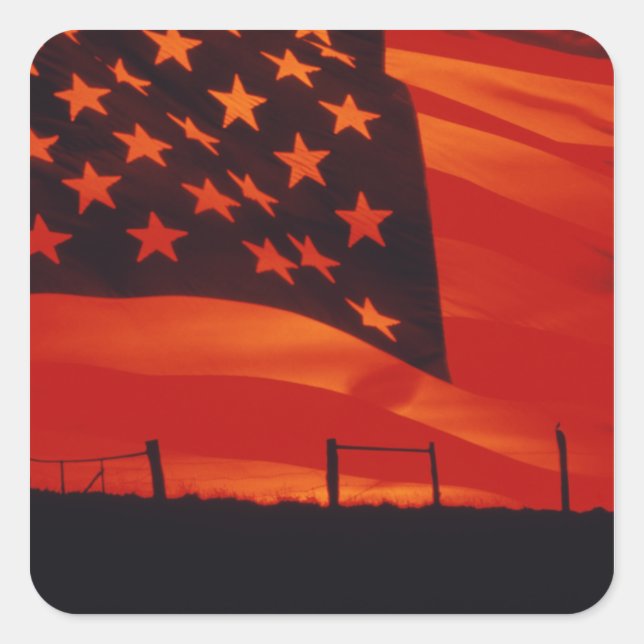 Digitaler Verbund der amerikanischen Flagge Quadratischer Aufkleber (Vorderseite)