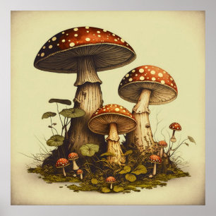 Digitaler Vintager Pilz 10 Poster