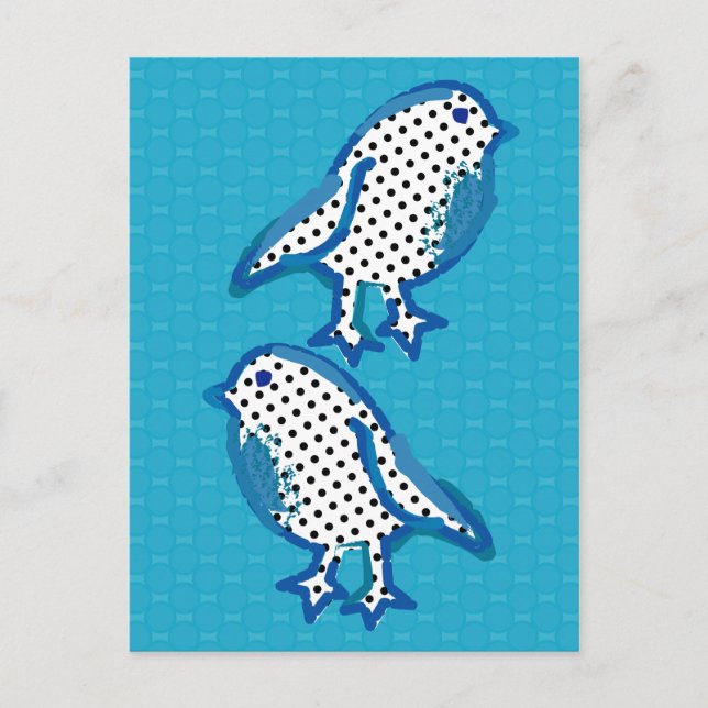 Digitales Bild "Blaue Vögel" Postkarte (Vorderseite)