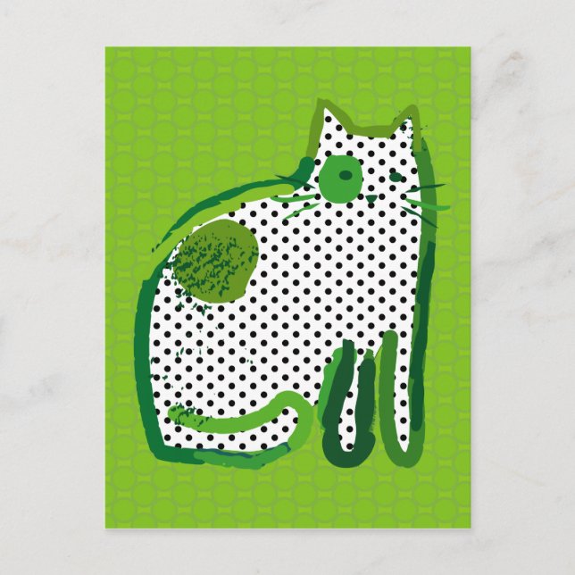 Digitales Bild "grüne Katze" Postkarte (Vorderseite)