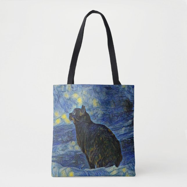 Digitales Bild Shambhala Katze in Vincent Van Gogh Tasche (Vorderseite)