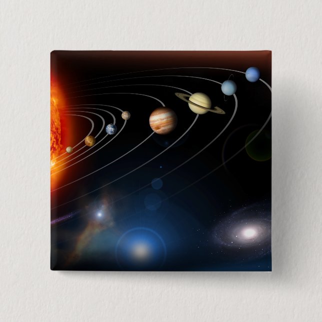 Digitales Bild unseres Sonnensystems Button (Vorderseite)