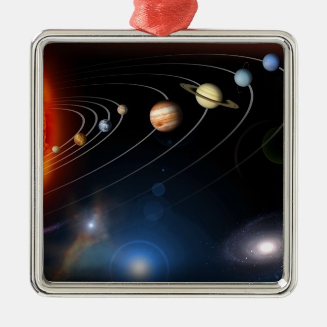 Digitales Bild unseres Sonnensystems Ornament Aus Metall (Vorne)