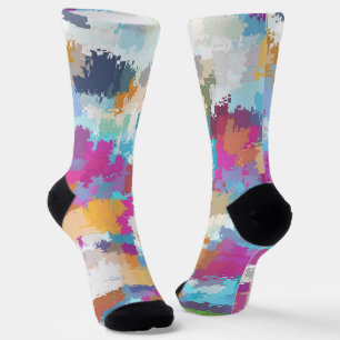 Digitales Camouflage Blau-Gelb-Rosa-Muster Socken