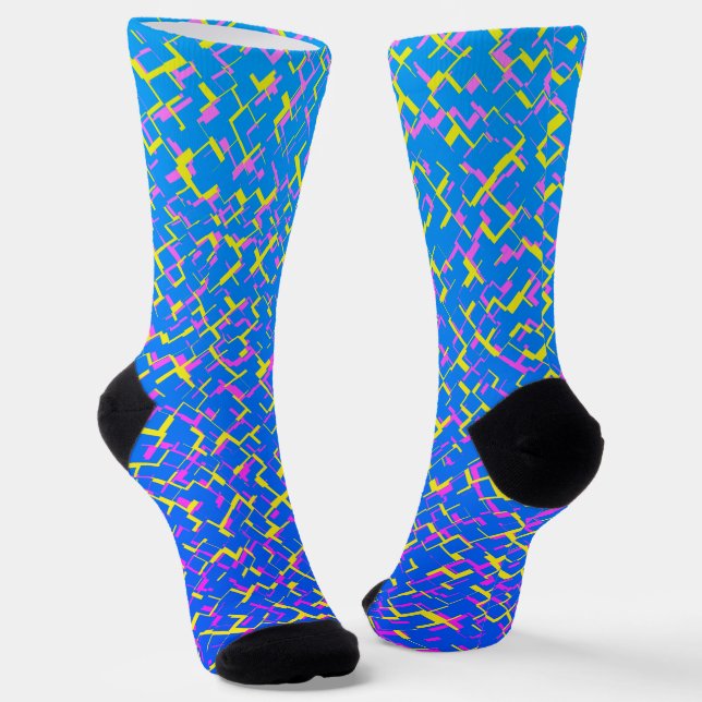 Digitales Camouflage Blau-Gelb-Rosa-Muster Socken (Gewinkelt)