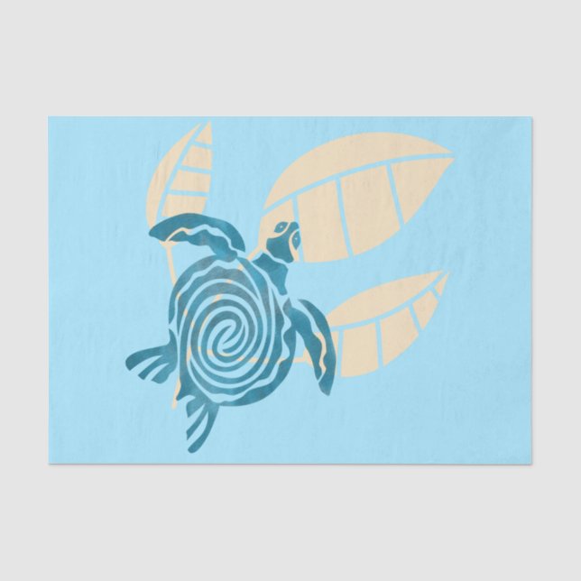 Digitales Design der Blue Ocean Turtle Seidenpapier (Vorderseite)