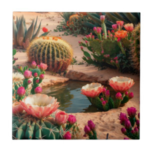 Digitales Foto Wüstenoase Blume Keramik Tile Fliese