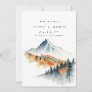 Digitales Gebirge mit Wasserfarbe Save The Date