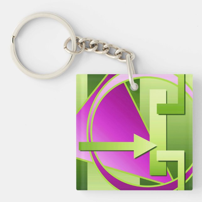 Digitales Kunstdruckbild "Circuit Diagramm", grün  Schlüsselanhänger (Vorderseite)