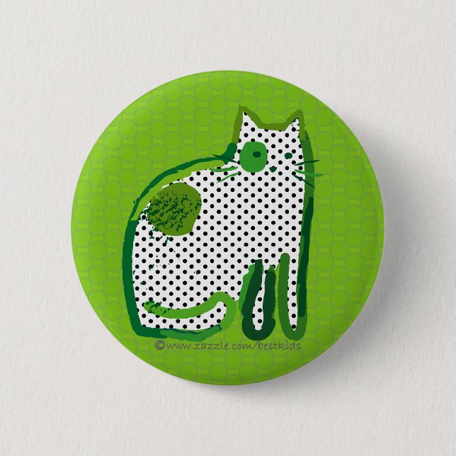 digitales Malerei-Button "der grünen Katze" Button (Vorderseite)
