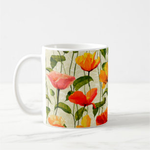 Digitales Papier-Mohnblumen-Muster Kaffeetasse