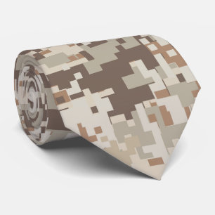 Digitales Pixel-Beige-Camouflage im Wüstenstil Krawatte