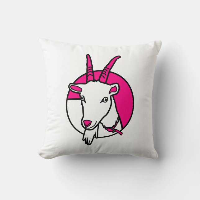 Digitales Portrait des rosa Comic Goat Kissen (Vorderseite)