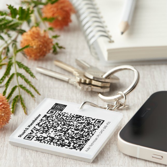 Digitales QR-Foto-ID des DIY-Square-Logos Schlüsselanhänger (Vorderseite rechts)