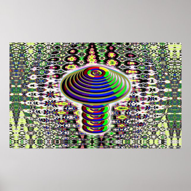Digitales Rainbow-Pilz (Wörter hinzufügen) Poster (Vorne)