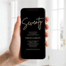 Digitales Schwarzgold 70. Geburtstag Mobil Einladu