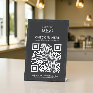 Digitales Sign-In-Business-Logo für berührungslose Sockelschild