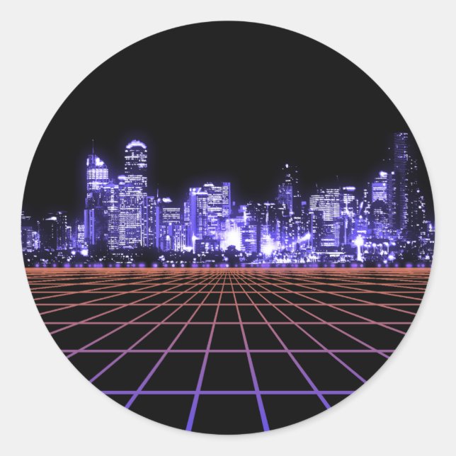 Digitales Stadtnetz Runder Aufkleber (Vorderseite)