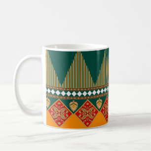 Digitales Textildesign-Motiv mit geometrischer Lei Kaffeetasse