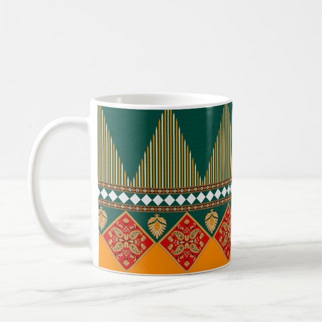 Digitales Textildesign-Motiv mit geometrischer Lei Kaffeetasse (Links)