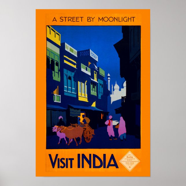 Digitales Vintages Reiseplakat für Indien Poster (Vorne)