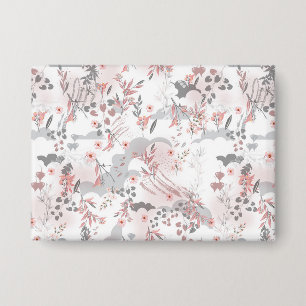 Digitalflorale Muster auf Pastellfarben Button