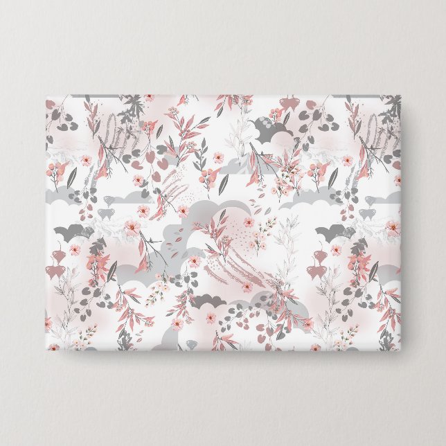 Digitalflorale Muster auf Pastellfarben Button (Vorderseite)