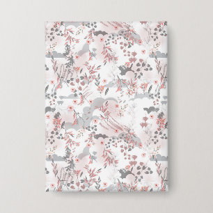 Digitalflorale Muster auf Pastellfarben Button