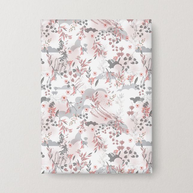 Digitalflorale Muster auf Pastellfarben Button (Vorderseite)