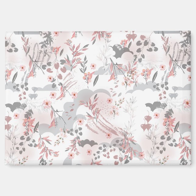 Digitalflorale Muster auf Pastellfarben Magnet (Vorderseite)