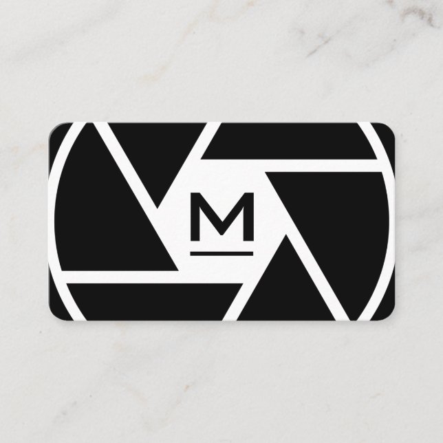 Digitalkamera-Objektiv-Monogramm-Fotograf Visitenk Visitenkarte (Vorderseite)