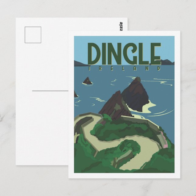 Digle Ireland Famous Travel Place Illustration Postkarte (Vorne/Hinten)