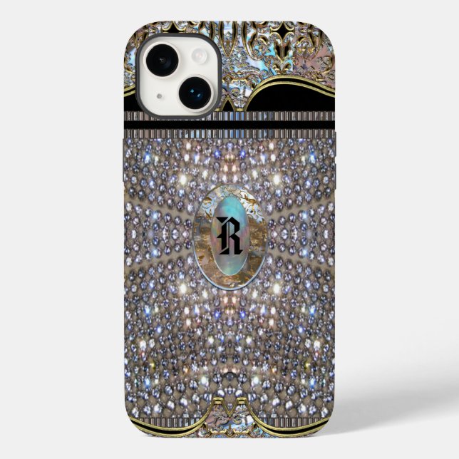 Digloos Elegantes Chic Einziges Monogramm Case-Mate iPhone 14 Plus Hülle (Rückseite)