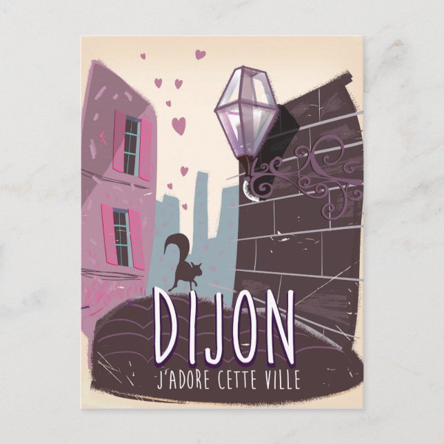 Dijon France Vintage Reiseplakat Postkarte (Vorderseite)