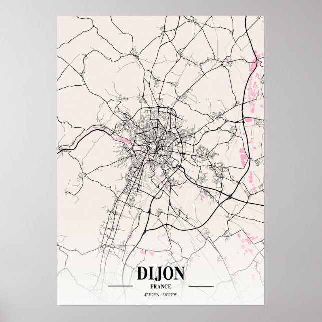 Dijon - Frankreich Neapolitan City Map Poster (Vorne)