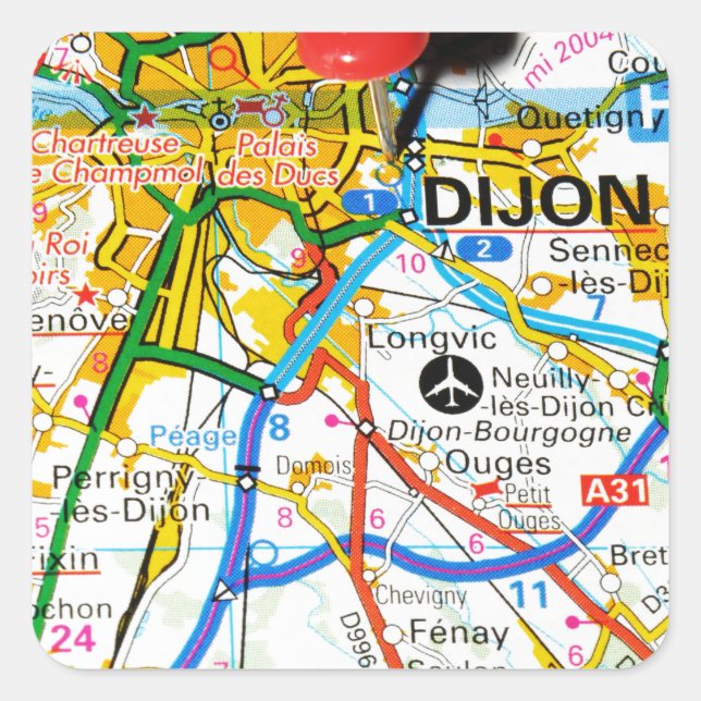 Dijon, Frankreich Quadratischer Aufkleber (Vorderseite)