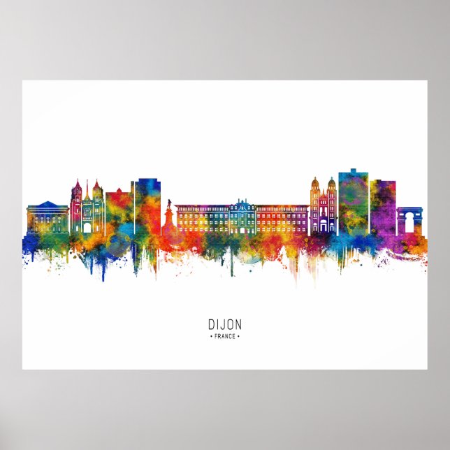 Dijon Frankreich Skyline Poster (Vorne)