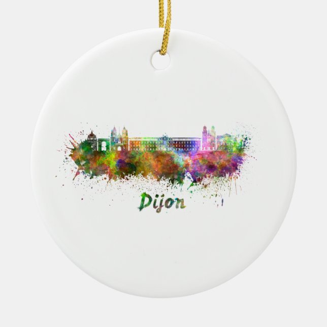 Dijon skyline im Watercolor Keramikornament (Vorne)