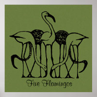 Dijsselhof - Fünf Flamingos, schöne Kunst,