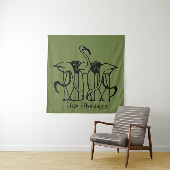 Dijsselhof - Fünf Flamingos, schöne Kunst, Wandteppich (Beispiel)