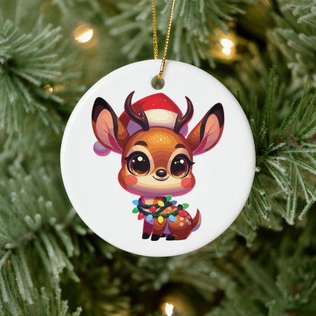 Dik-Dik Frohe Weihnachts-Wintertiere Niedlich DikD Keramik Ornament (Baum)