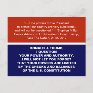Diktator-Anti-Trump-Schecks und Balances-Residenz Postkarte