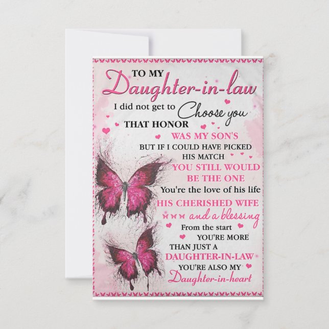 DIL Butterfly Du bist auch meine Tochter im Herzen Dankeskarte (Vorderseite)
