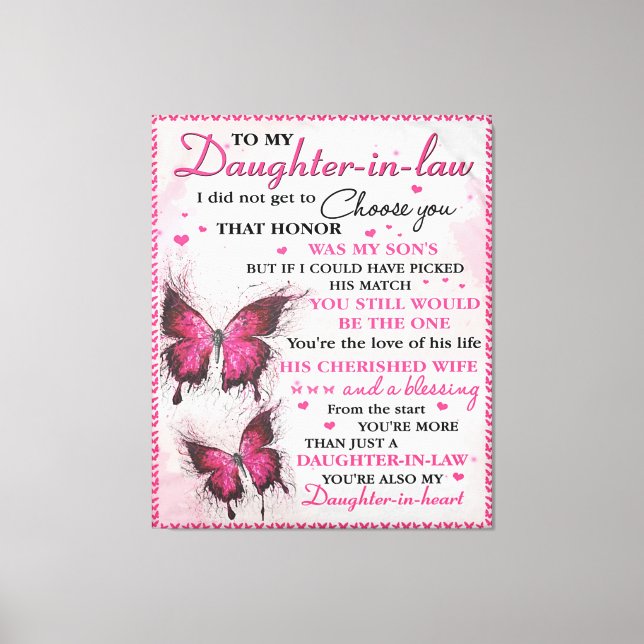 DIL Butterfly Du bist auch meine Tochter im Herzen Leinwanddruck (Vorderseite)