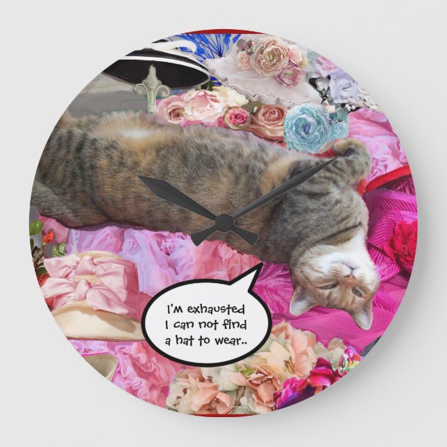Dilemma of Princess Tatus Cat Große Wanduhr (Vorderseite)