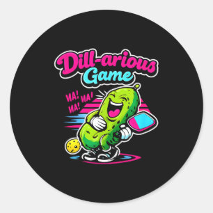 Dill-arious Spiel Pickleball Retro lachende Gurke  Runder Aufkleber