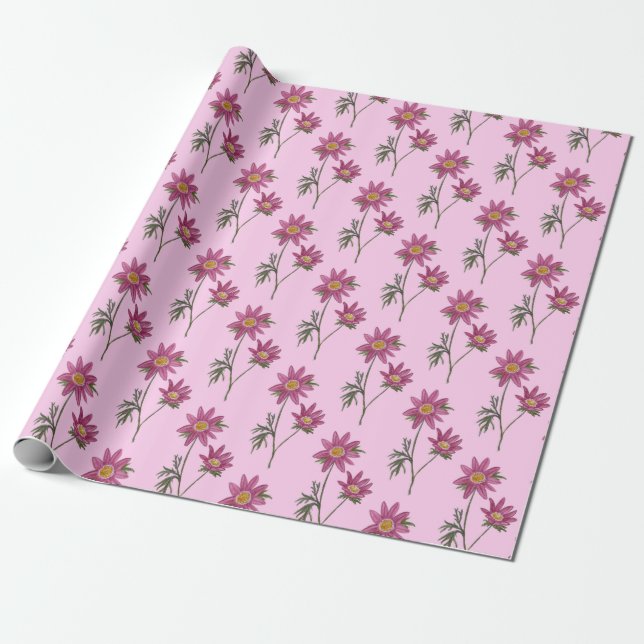 Dill Daisy Wrapping Paper Pink Pattern Geschenkpapier (Ungerollt)